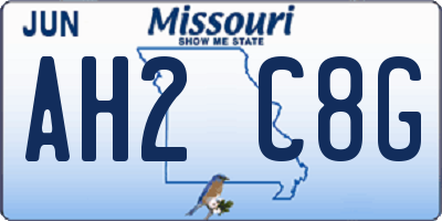 MO license plate AH2C8G