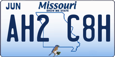 MO license plate AH2C8H