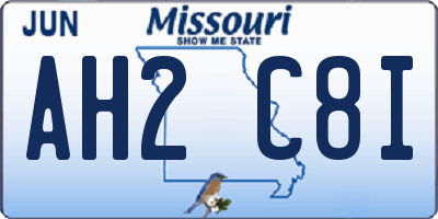 MO license plate AH2C8I