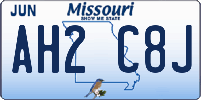 MO license plate AH2C8J