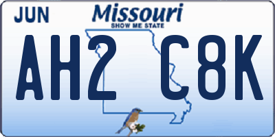 MO license plate AH2C8K