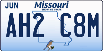 MO license plate AH2C8M