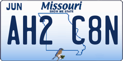 MO license plate AH2C8N