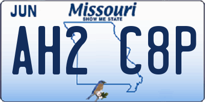 MO license plate AH2C8P