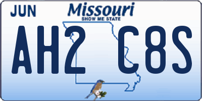 MO license plate AH2C8S