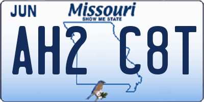 MO license plate AH2C8T