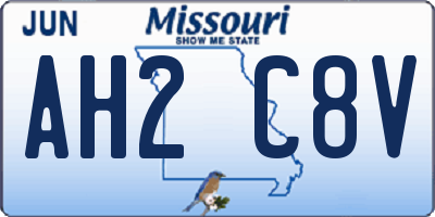 MO license plate AH2C8V