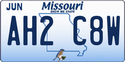 MO license plate AH2C8W