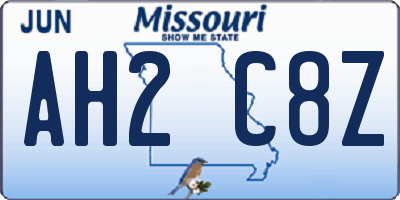 MO license plate AH2C8Z