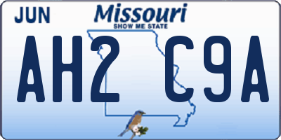 MO license plate AH2C9A