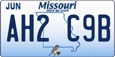 MO license plate AH2C9B