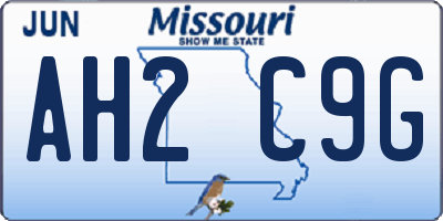 MO license plate AH2C9G