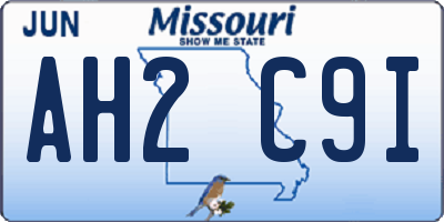 MO license plate AH2C9I