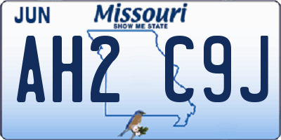 MO license plate AH2C9J