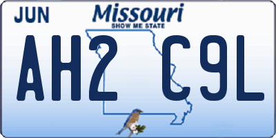 MO license plate AH2C9L