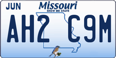 MO license plate AH2C9M