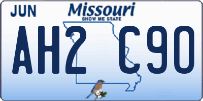 MO license plate AH2C9O