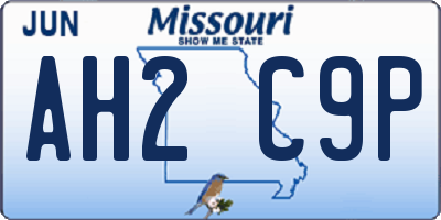 MO license plate AH2C9P