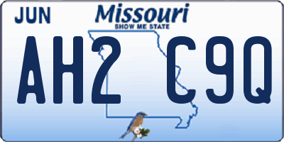 MO license plate AH2C9Q