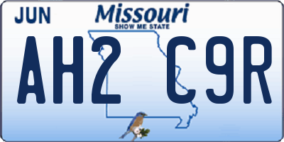 MO license plate AH2C9R