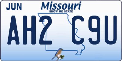 MO license plate AH2C9U