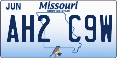 MO license plate AH2C9W