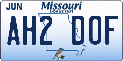 MO license plate AH2D0F