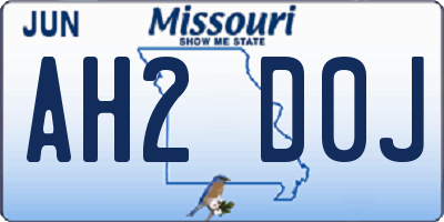 MO license plate AH2D0J