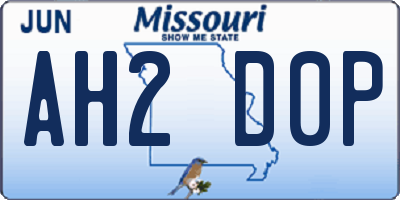 MO license plate AH2D0P