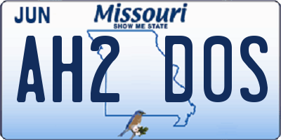 MO license plate AH2D0S