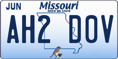 MO license plate AH2D0V