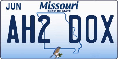 MO license plate AH2D0X