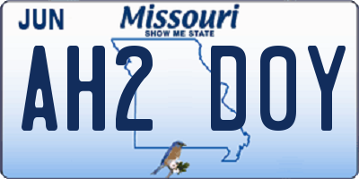 MO license plate AH2D0Y