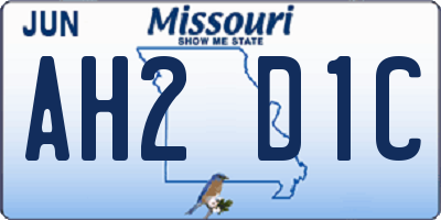 MO license plate AH2D1C