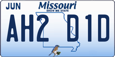 MO license plate AH2D1D