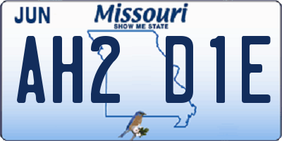 MO license plate AH2D1E