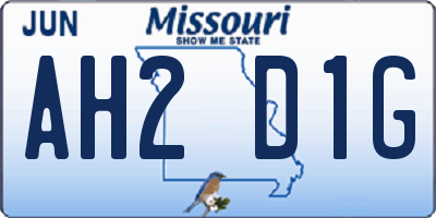 MO license plate AH2D1G