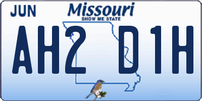 MO license plate AH2D1H