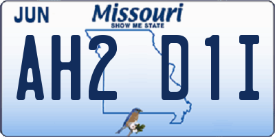 MO license plate AH2D1I