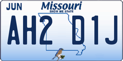 MO license plate AH2D1J