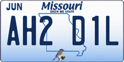 MO license plate AH2D1L