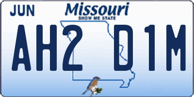 MO license plate AH2D1M