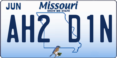 MO license plate AH2D1N