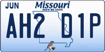 MO license plate AH2D1P