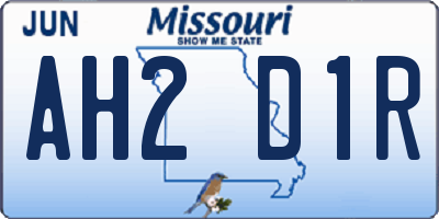 MO license plate AH2D1R