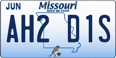 MO license plate AH2D1S