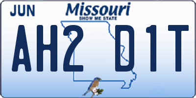 MO license plate AH2D1T