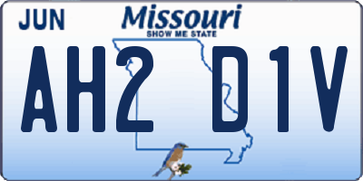 MO license plate AH2D1V