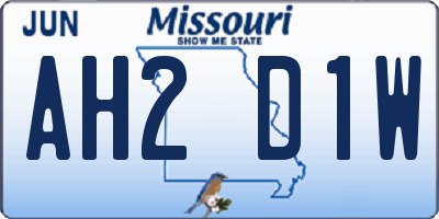 MO license plate AH2D1W