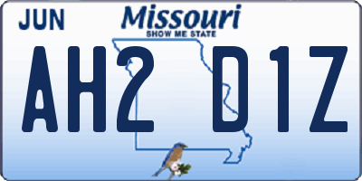 MO license plate AH2D1Z